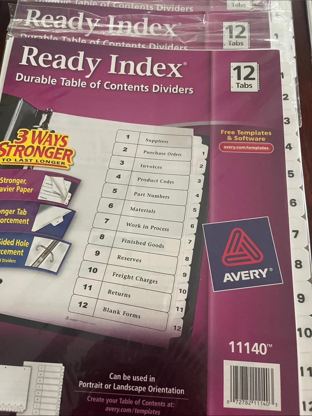 Avery durable table of contents dividers